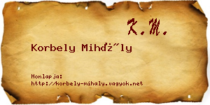Korbely Mihály névjegykártya